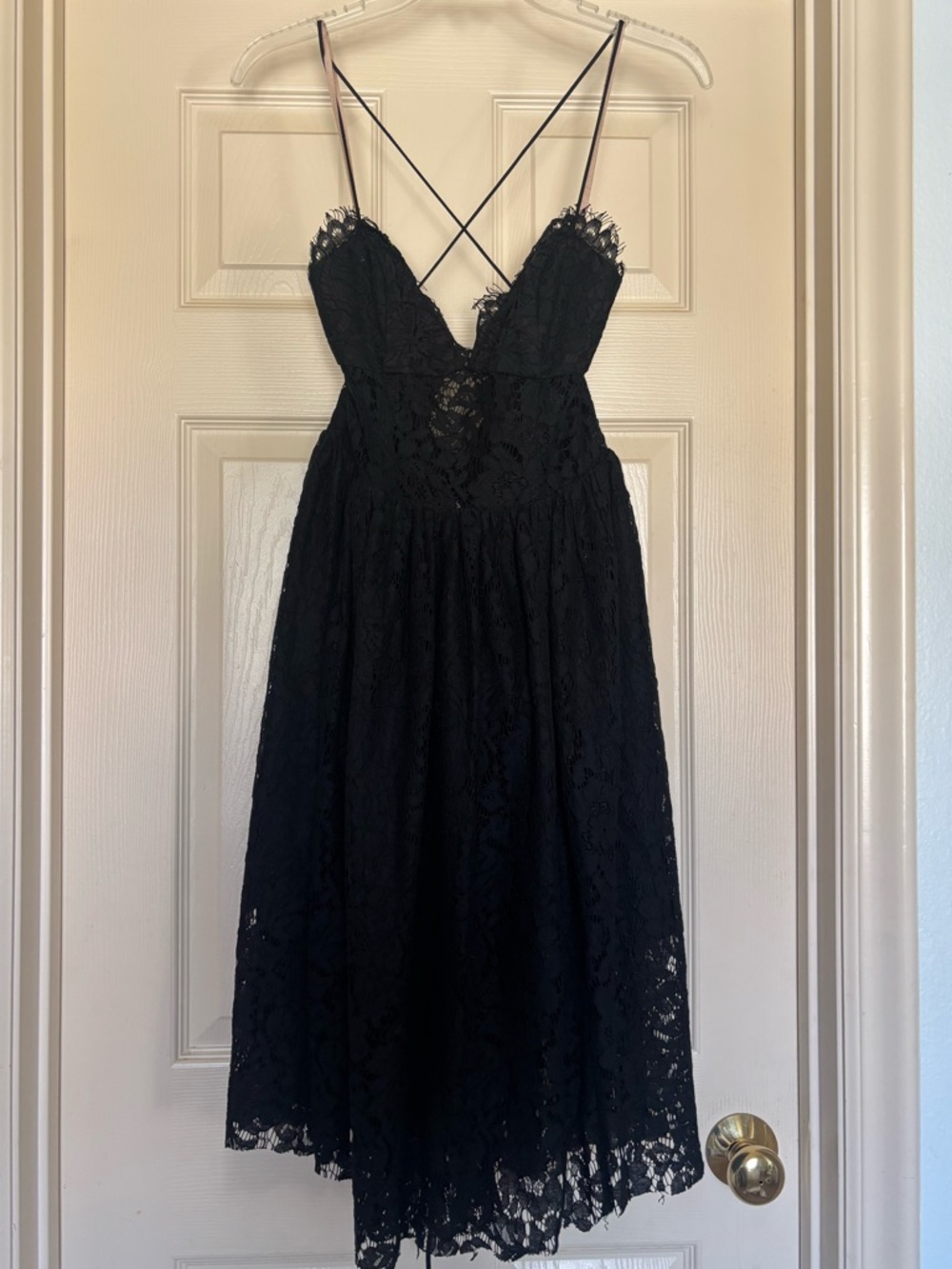 NWT Fame and Partners Black Lace midi dress with corset size 4